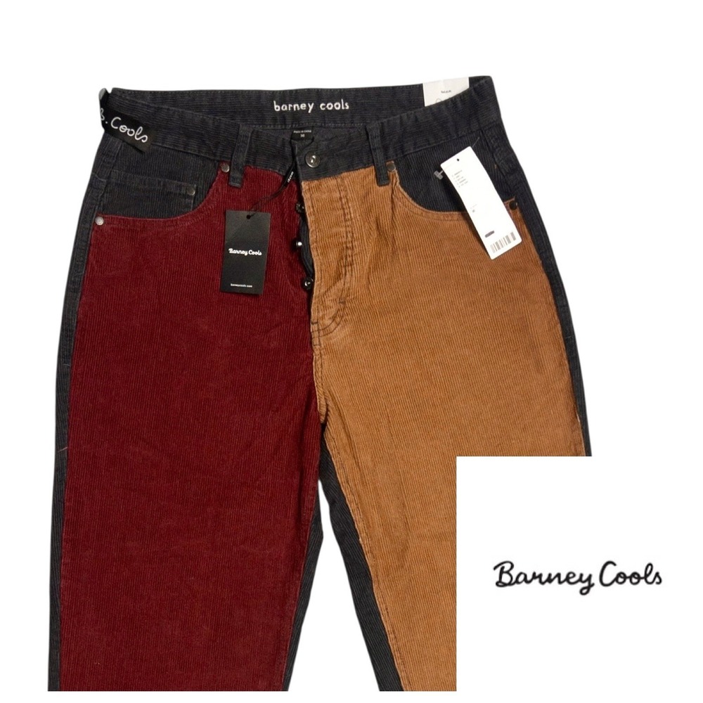 NWT Barney Cools Colorblock Corduroy Pants Mens 30x28 Rough Hemming Button‎ Fly